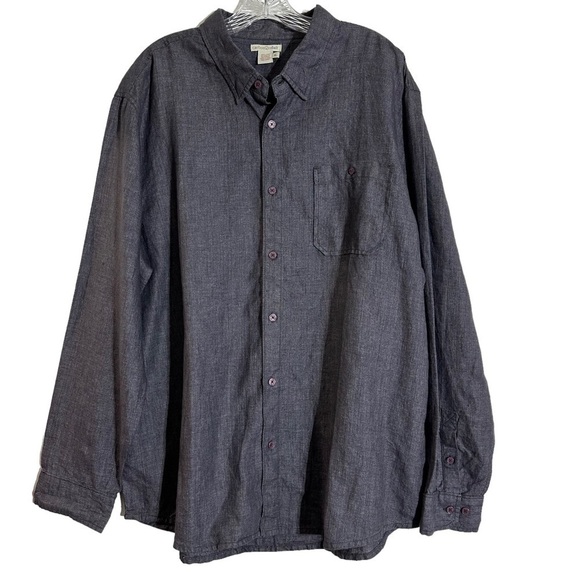 Carbon2Cobalt Grey 100% Linen Longsleeve Button-up Shirt - Picture 1 of 7